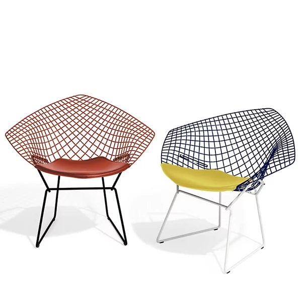 bertoia two tone diamond chair with seat cushion by harry bertoia for knoll