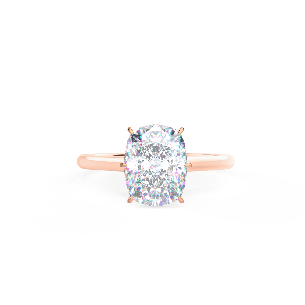 Rectangular Solitaire Rectangular Cushion Cut 4-Prong Solitaire Diamond Engagement Ring in 1 ...